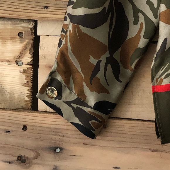 ZARA camouflage floral print long sleeve pullover top hem band oversized XS - Picture 6 of 12